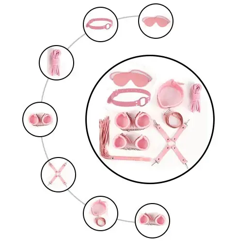 8Pcs Luxury Pink BDSM Kit