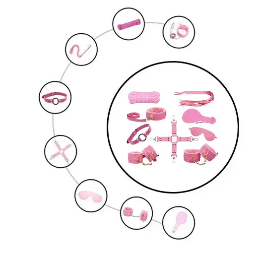 9Pcs Luxury Pink BDSM Kit