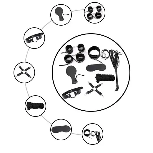 9Pcs Luxury Black Bdsm Kit
