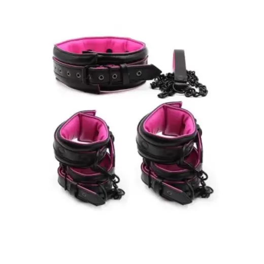 Pink Black Handcuffs Ankle Cuffs
