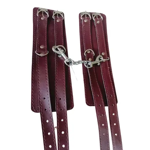 Burgundy Double Buckle Handcuffs