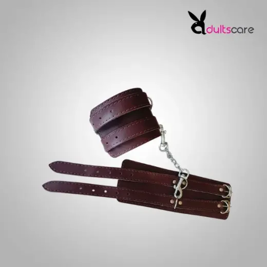 Burgundy Double Buckle Handcuffs