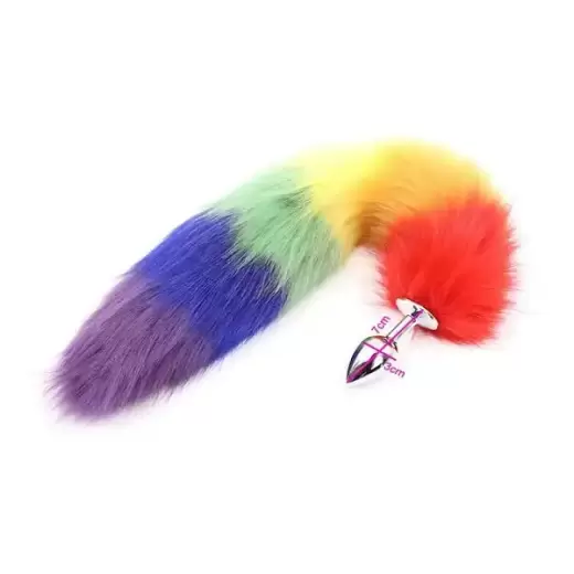 Rainbow Fox Tail Stainless Steel Anal Plug