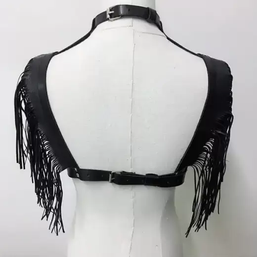 Harness leather bra & chest strap belt