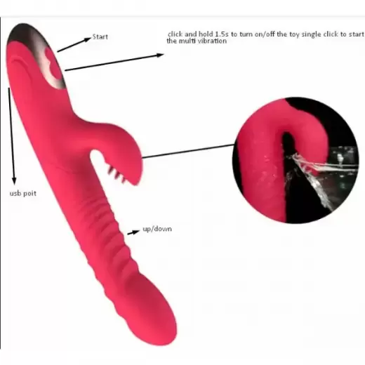 2 In1 Heating Thrusting Dildo Multi Vibrator G Spot Stimulation Licking Massager