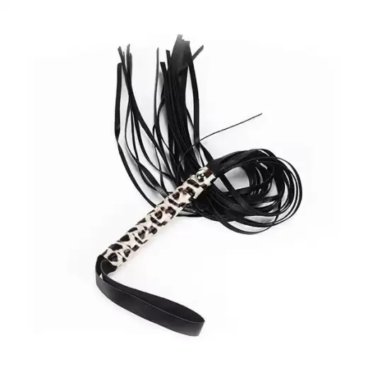 Leather Leopard Grain Hand Shank Whip