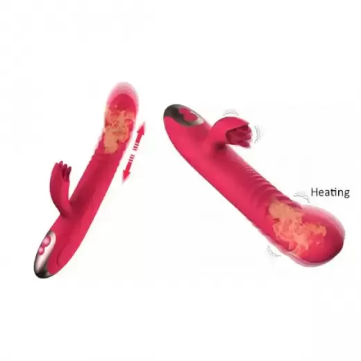 2 In1 Heating Thrusting Dildo Multi Vibrator G Spot Stimulation Licking Massager