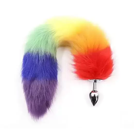 Rainbow Fox Tail Stainless Steel Anal Plug