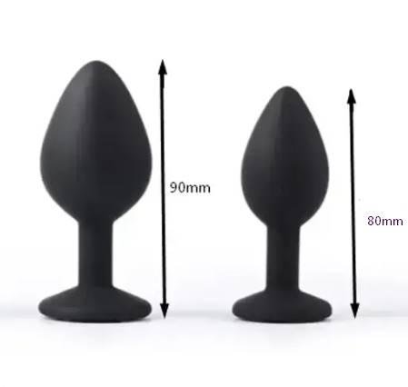 2 Pcs Silicone Jeweled Anal Butt Plugs