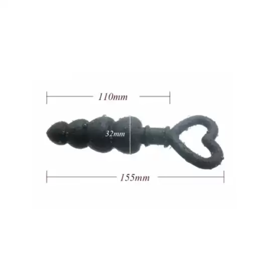 Silicone Black Heart-shaped Anal Bead Butt Plug