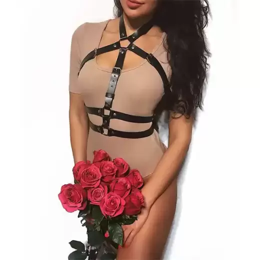 Stud Punk Goth Leather Harness Body Bondage Belt Cage