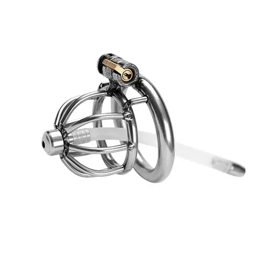 Tomi Stainless Steel Male Chastity Cock Cage With Urethral Tube For Men