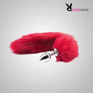 Red Fox Tail Stainless Steel Anal Plug