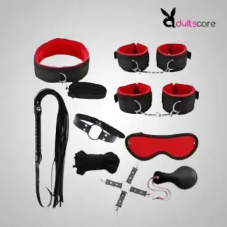 9Pcs Luxury Black/Red BDSM Kit