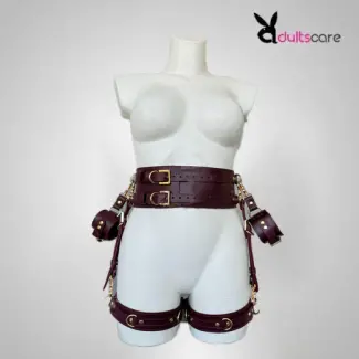 Leather Thigh Harness Set With Waist and Handcuffs