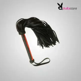 Red-Black Leather Weave Whip