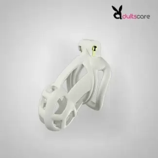 White Male Chastity Device with Adjustable 4 Rings